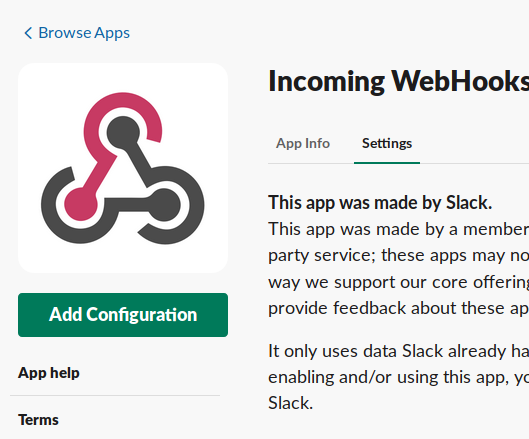 Slack - add configuration