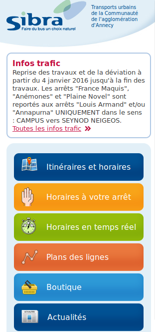 Page d'accueil du site mobile Page d'accueil du site mobile
