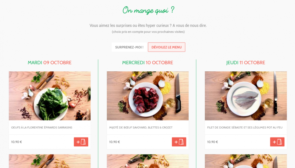 Le choix des menus Le choix des menus