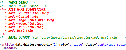 Les suggestions de templates dans le code html