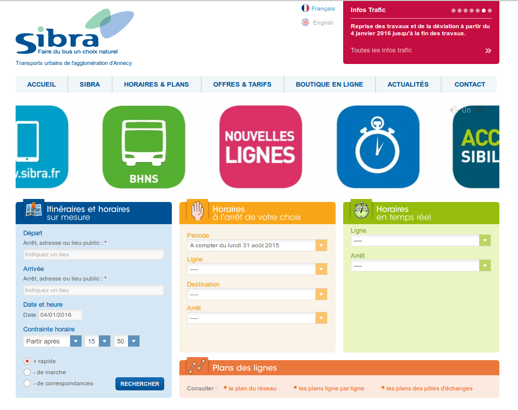Page d'accueil du site