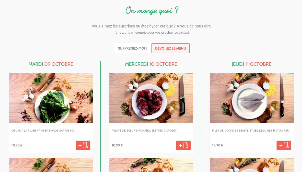 Le choix des menus