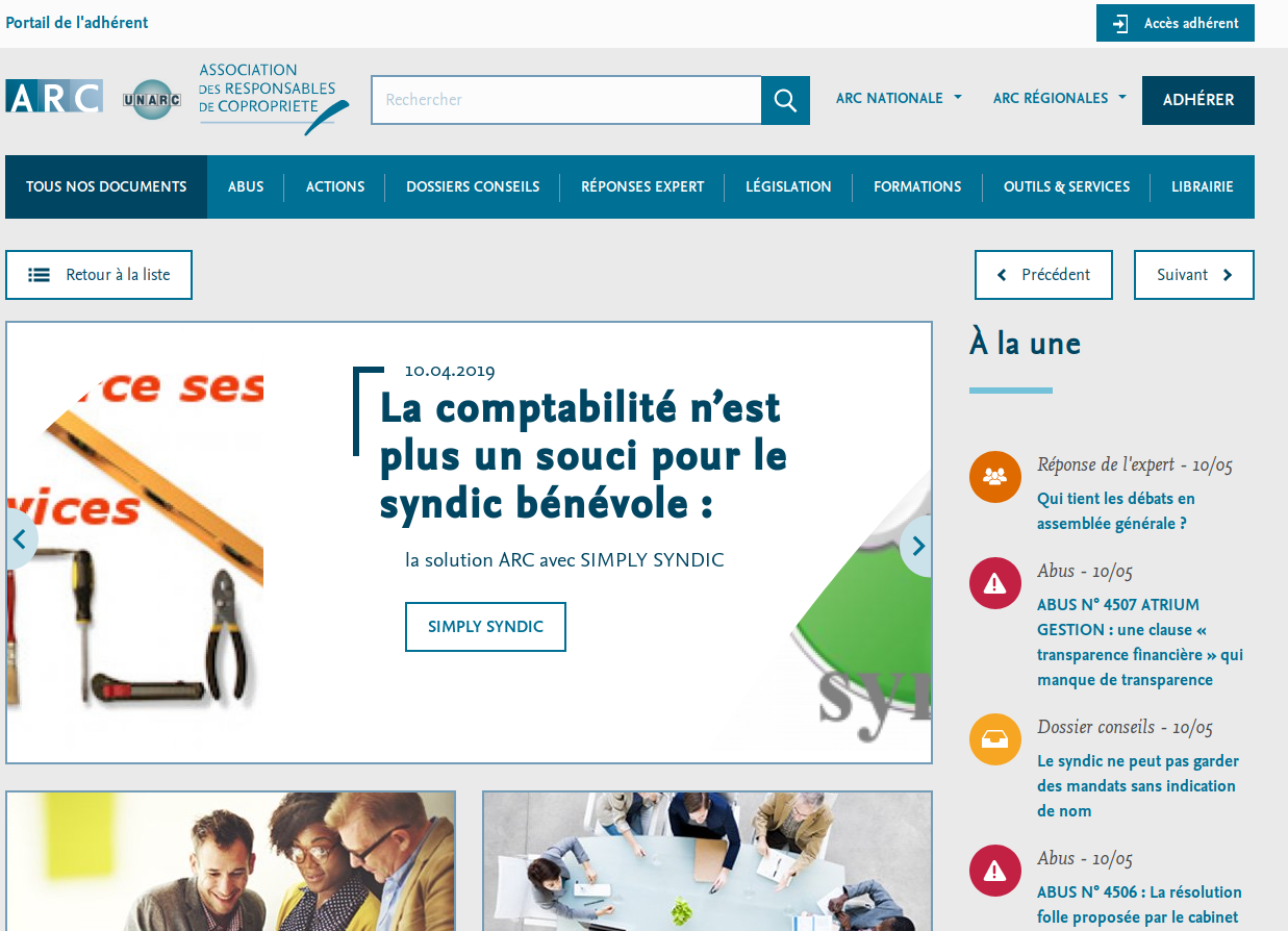 Page d'accueil du site