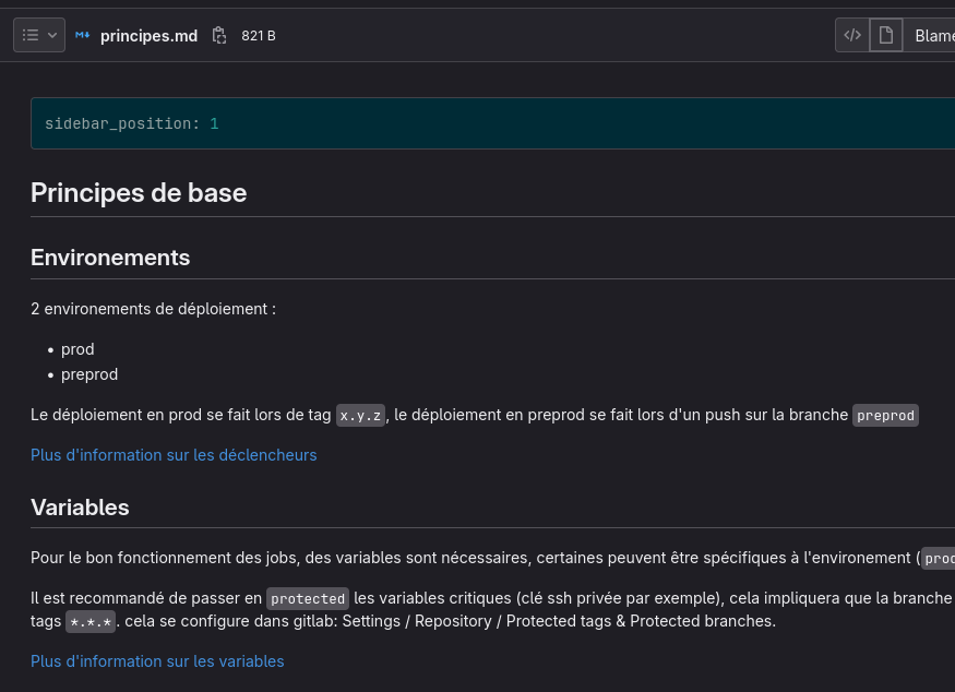 Fichier markdown utilisé par docusaurus