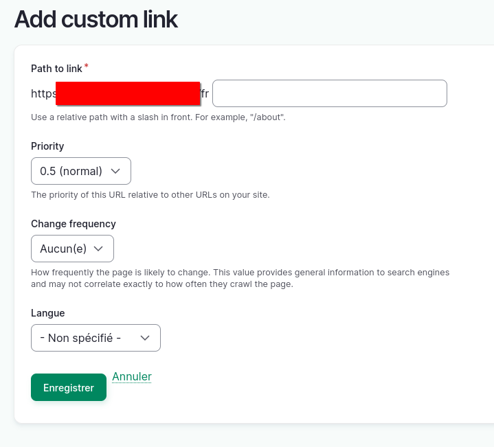 Drupal xml sitemap custom
