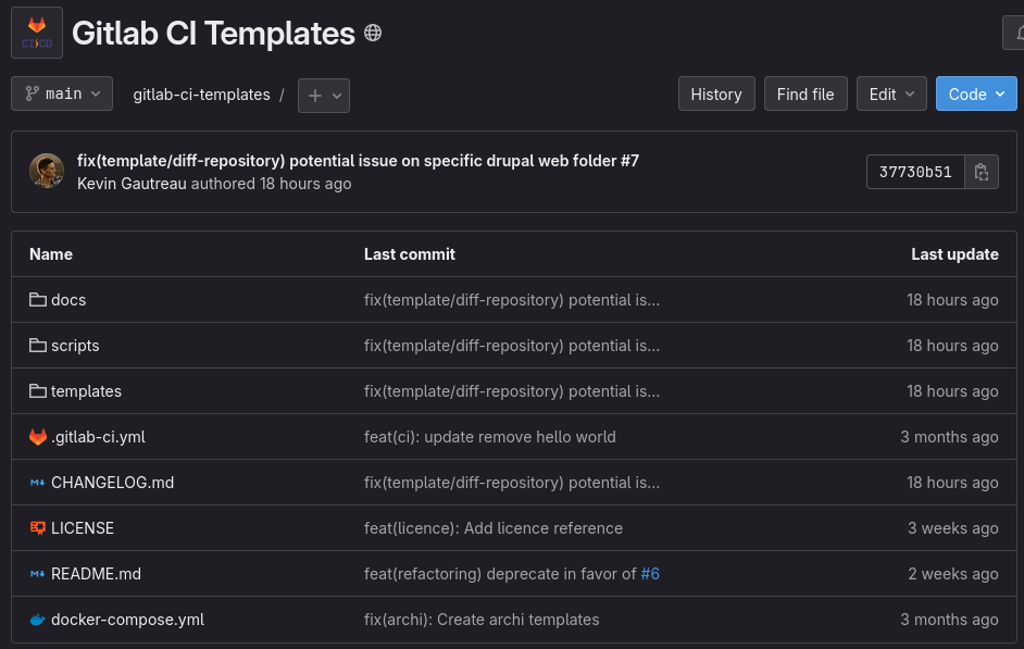 Dépôt gitlab ci templates
