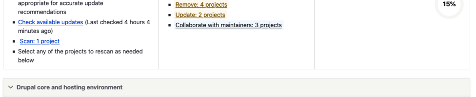 Tableau de bord Upgrade Status