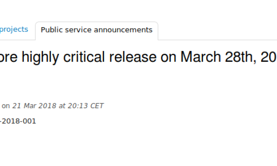 L'avis de sécurité sur drupal.org