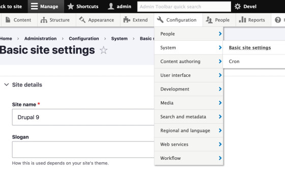 Le module « Admin Toolbar »
