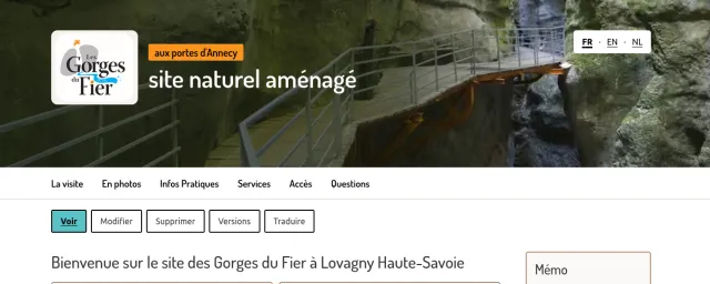 page d'accueil site gorges du fier