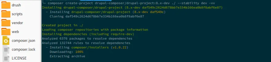 Installer Drupal 8 avec composer