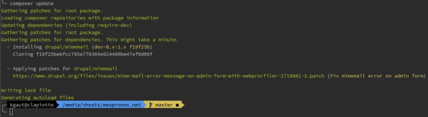 Appliquer un patch dans le fichier composer.json