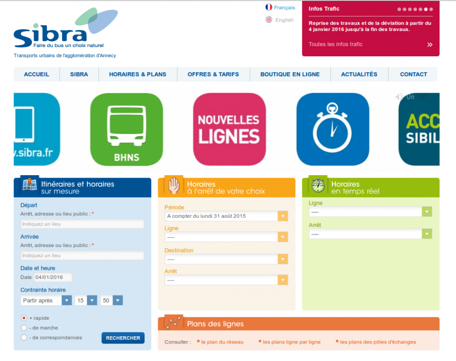 Page d'accueil du site