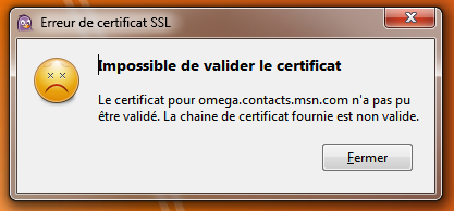 Problème de certificat MSN et Pidgin